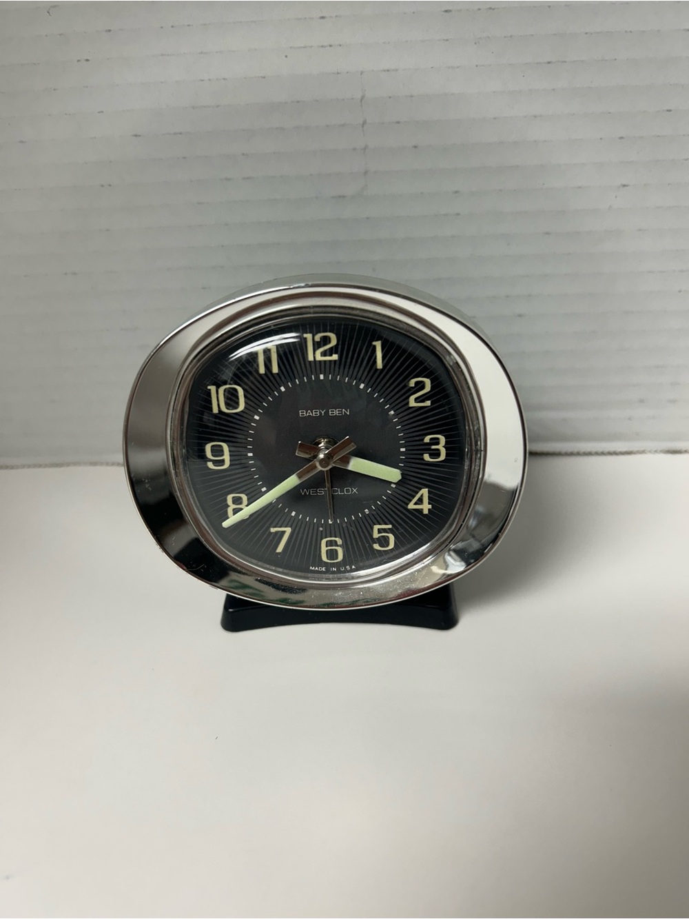 VTG  Westclox Baby Ben Style 8 Alarm Clock Black/Nickel Glow in the Dark Working